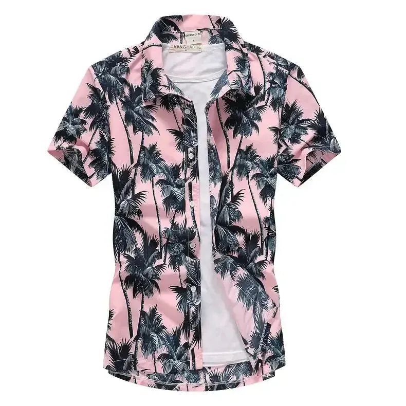 Fashion Mens Hawaiian Shirt Male Casual Colorful Printed Beach Aloha Shirts Short Sleeve Plus Size 5XL Camisa Hawaiana Hombre