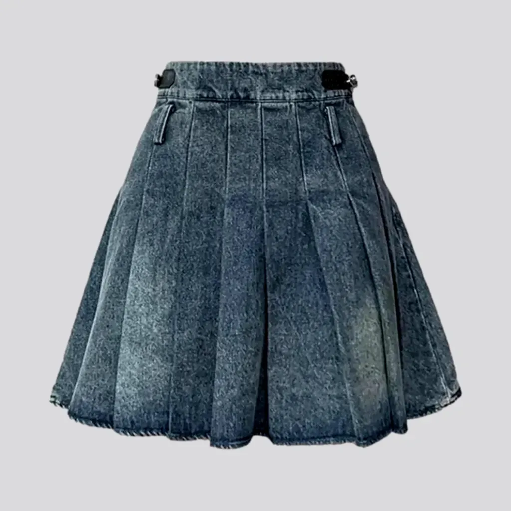 Fashion pleated jean skirt
 for women