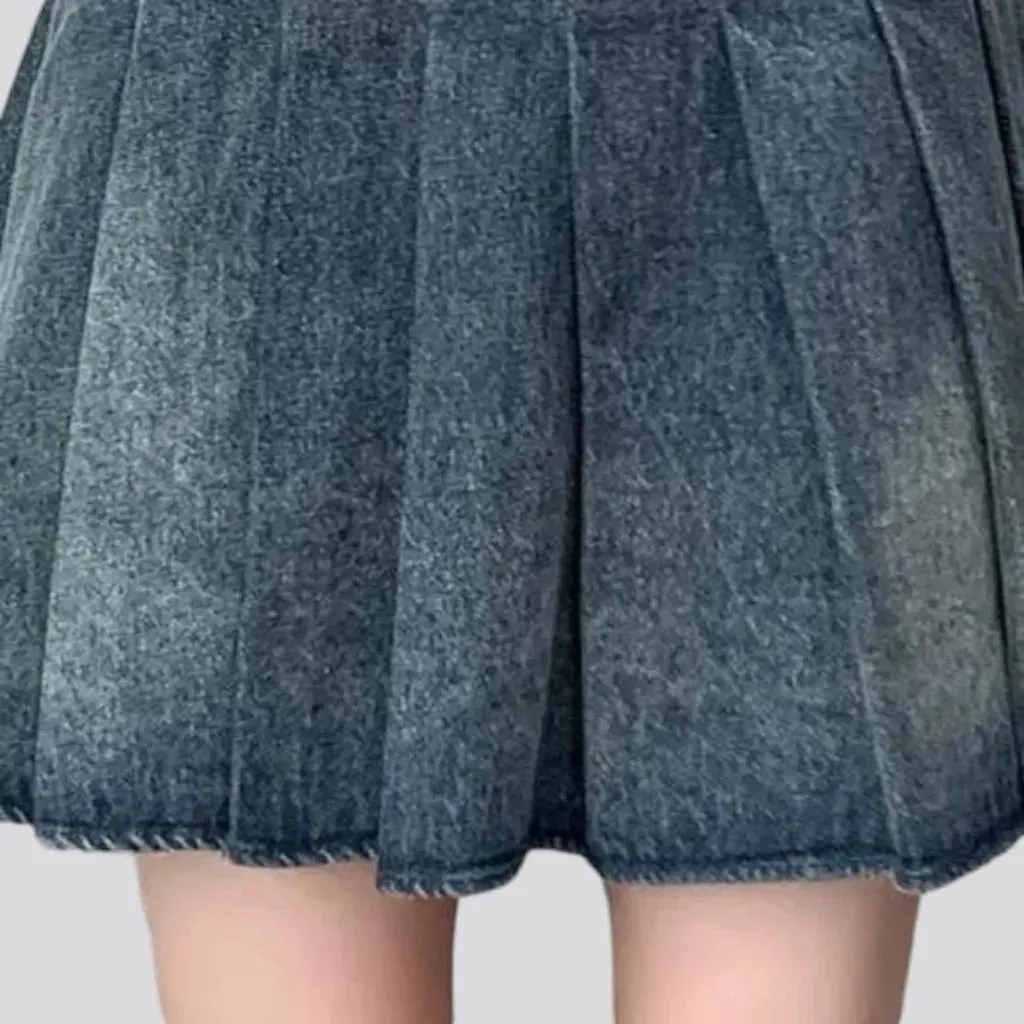 Fashion pleated jean skirt
 for women