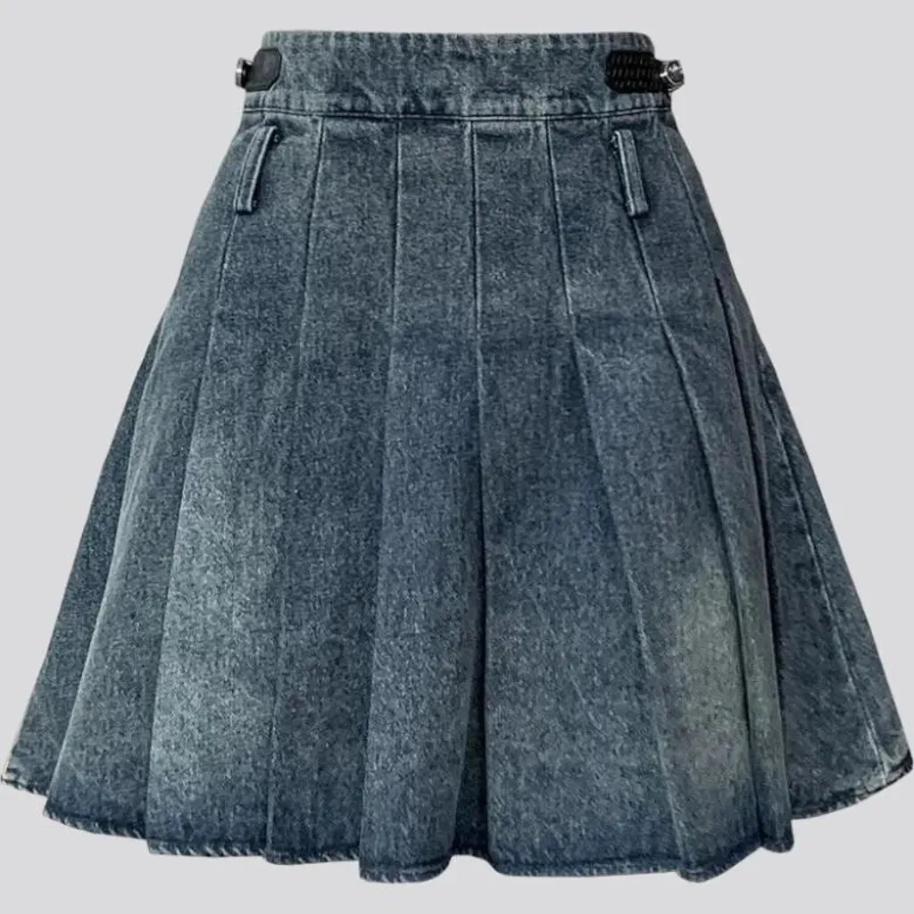 Fashion pleated jean skirt
 for women