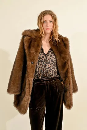 Faux Fur Coat - Brown