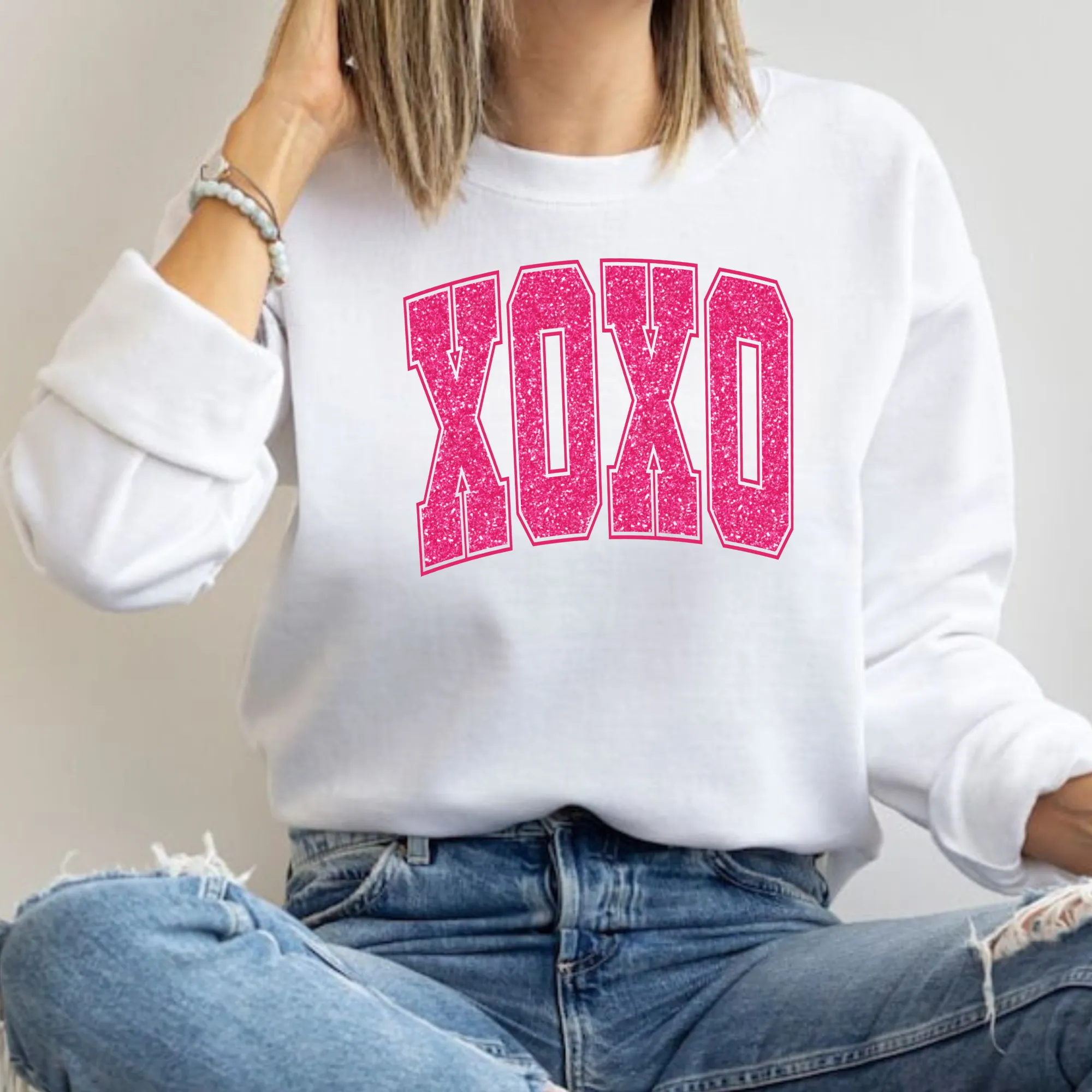 Faux Glitter XOXO Sweatshirt