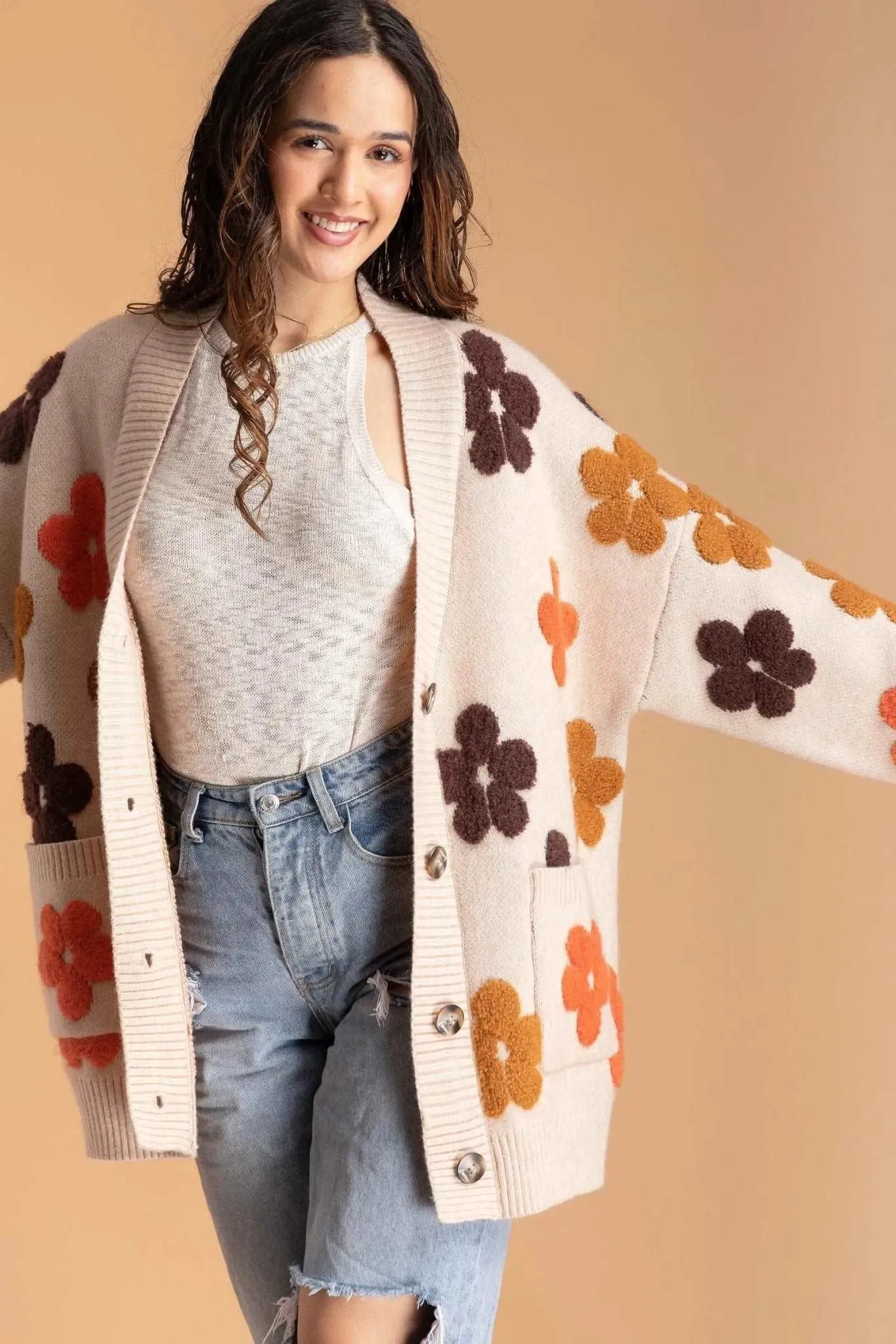 Floral Knit Cardigan for Fall