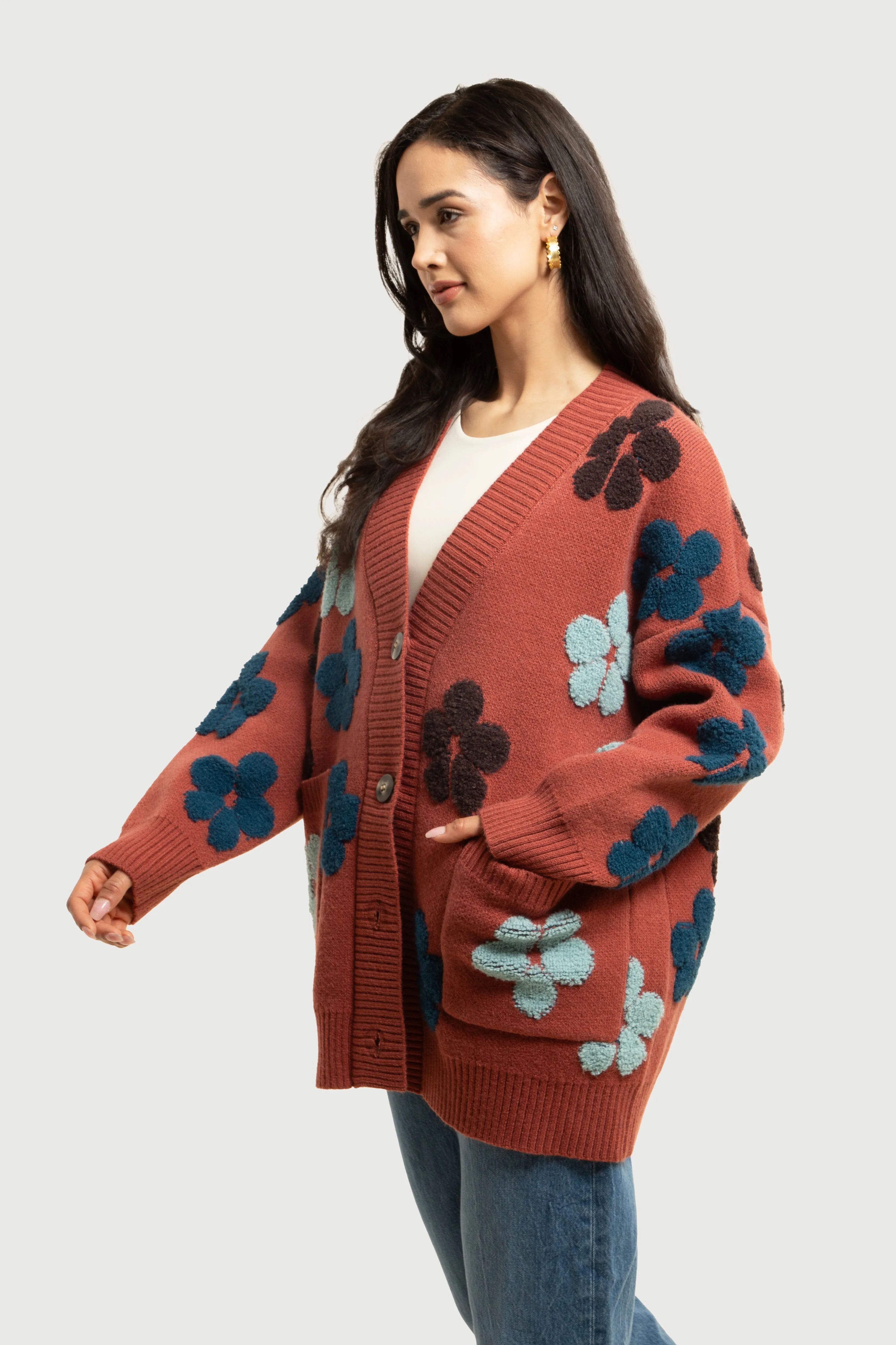 Floral Knit Cardigan for Fall