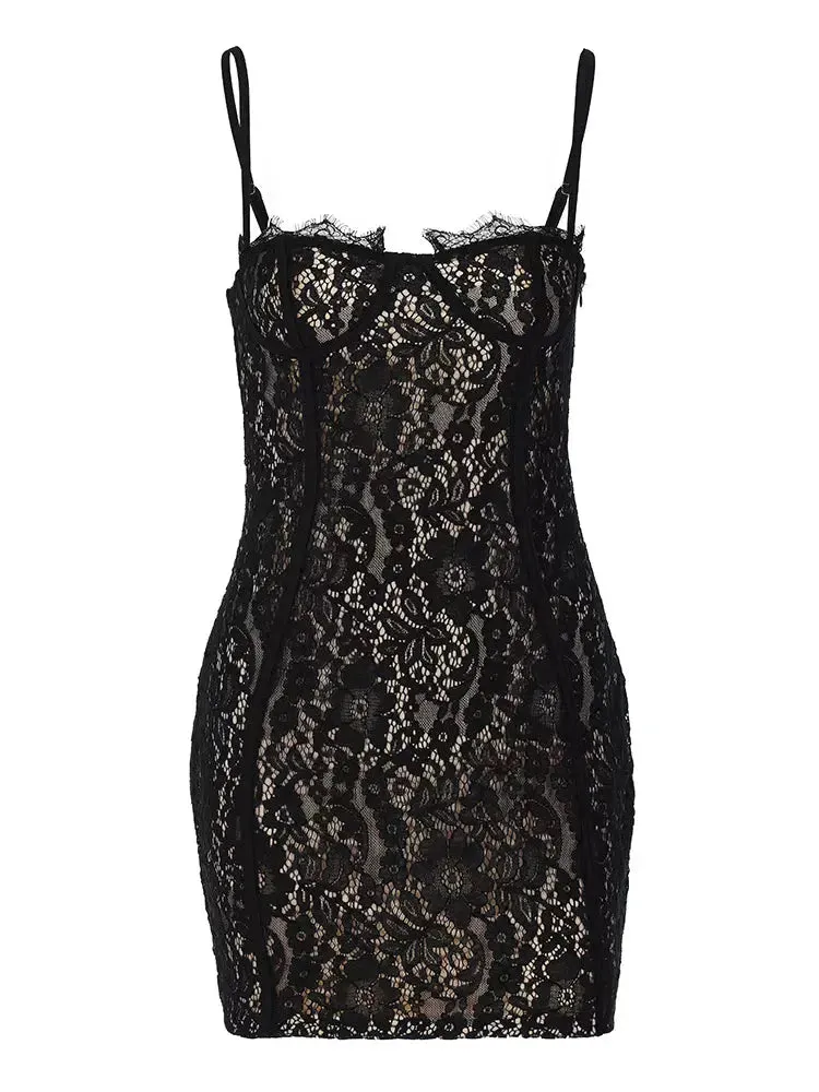 Flytonn-Christmas Outfits New Year's Eve Dress Night Out Club Dresses cute winter outfits Oriana Lace Mini Dress