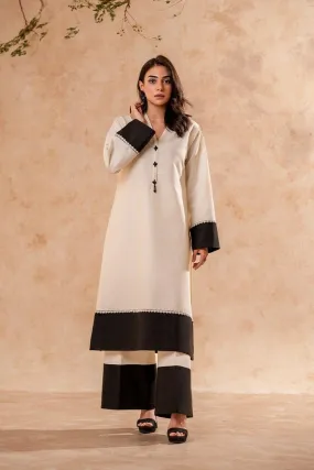 Fozia Khalid - Monochrome Tunic with Trouser - Cotton - 2 Piece