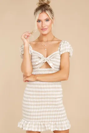 From The Hills Taupe Gingham Dress