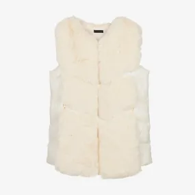 Fun & Fun Fashion Kids Ivory Faux Fur Puffer Jacket Vest - 8Y