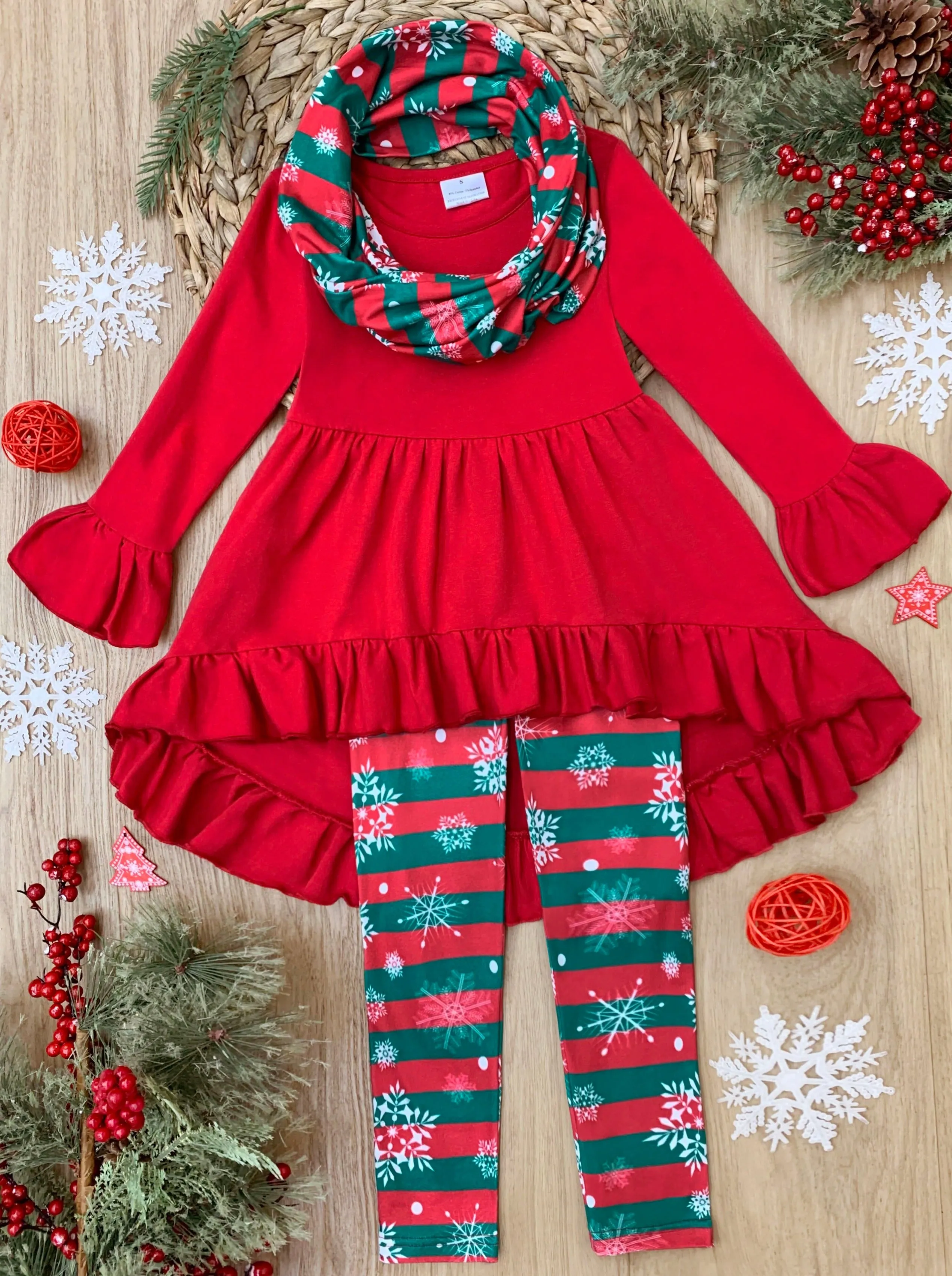 Giftwrapped Stripe Tunic, Scarf, and Legging Set