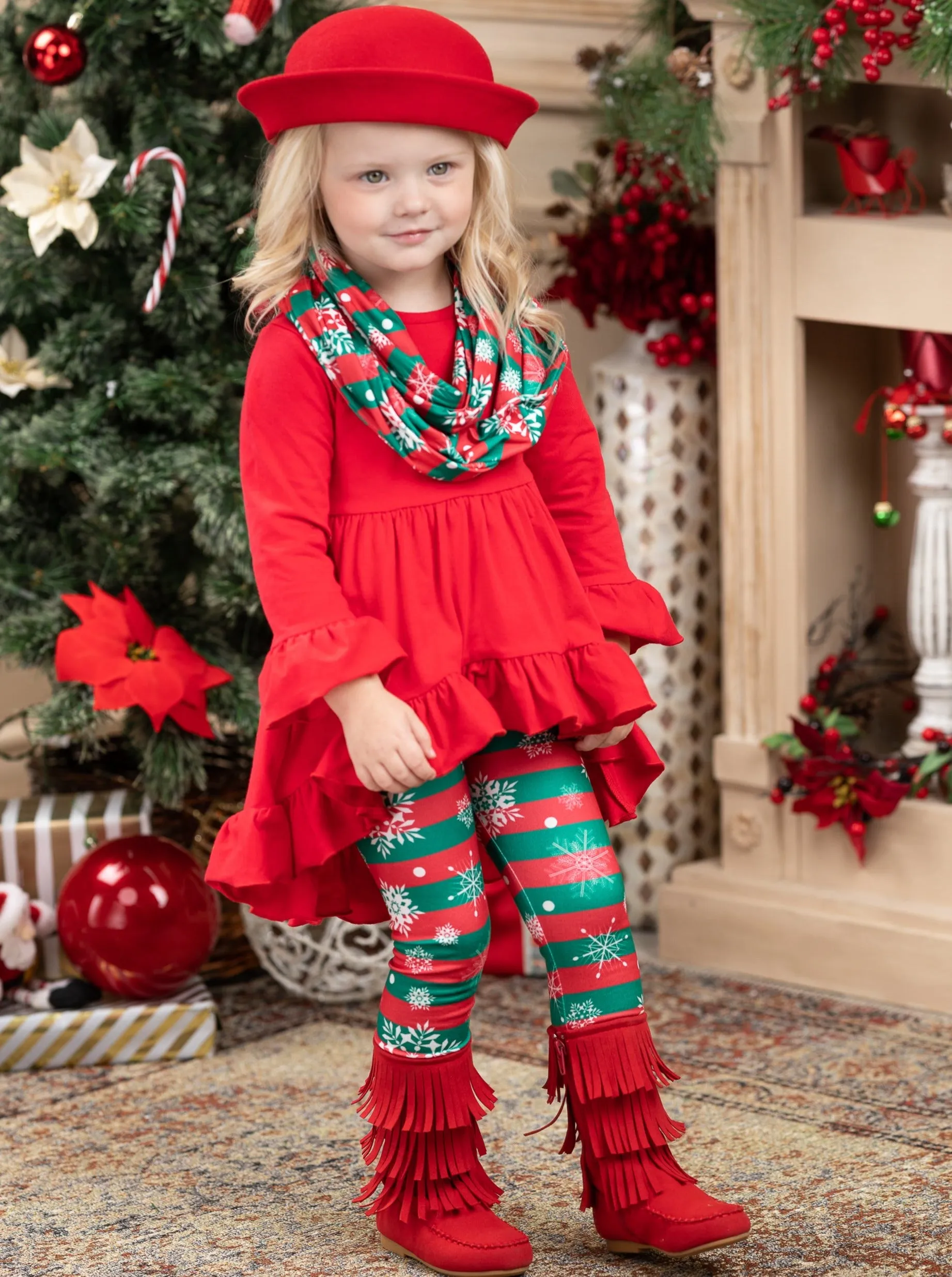 Giftwrapped Stripe Tunic, Scarf, and Legging Set