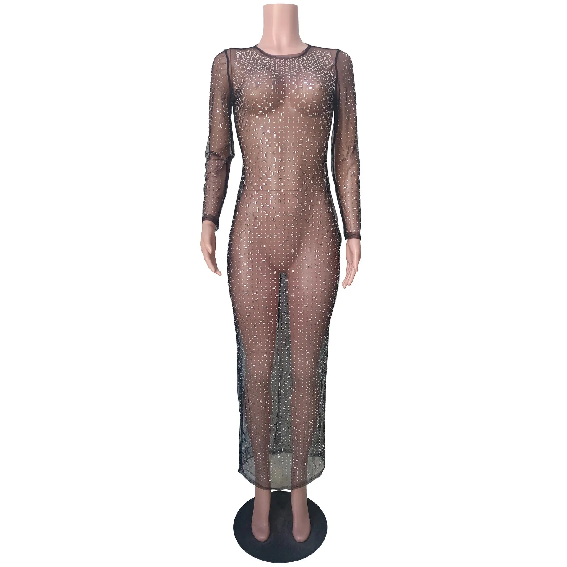 Glitter Diamond Sheath See-through  Maxi Dress – For Red Carpet Looks 👗