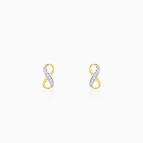 Gold Infinity Grace Diamond Stud Earrings