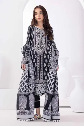 Gul Ahmed Monochrome Black & White – 3PC Unstitched Embroidered Lawn Suit with Jacquard Dupatta MJ-32061