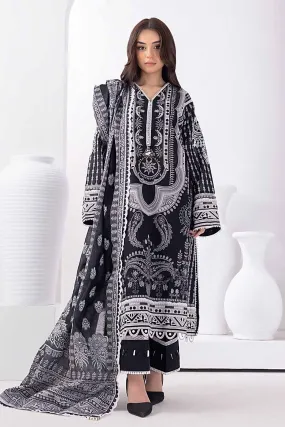 Gul Ahmed Monochrome Black & White – 3PC Unstitched Embroidered Lawn Suit with Jacquard Dupatta MJ-32062