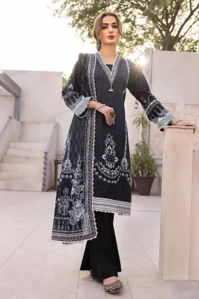 Gul Ahmed Monochrome Black & White – 3PC Unstitched Embroidered Lawn Suit with Organza Neckline B-32024