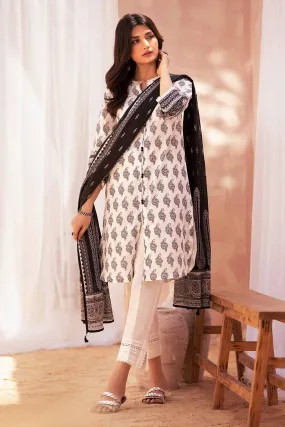 Gul Ahmed Monochrome Black & White – 3PC Unstitched Printed Lawn Suit B-32028