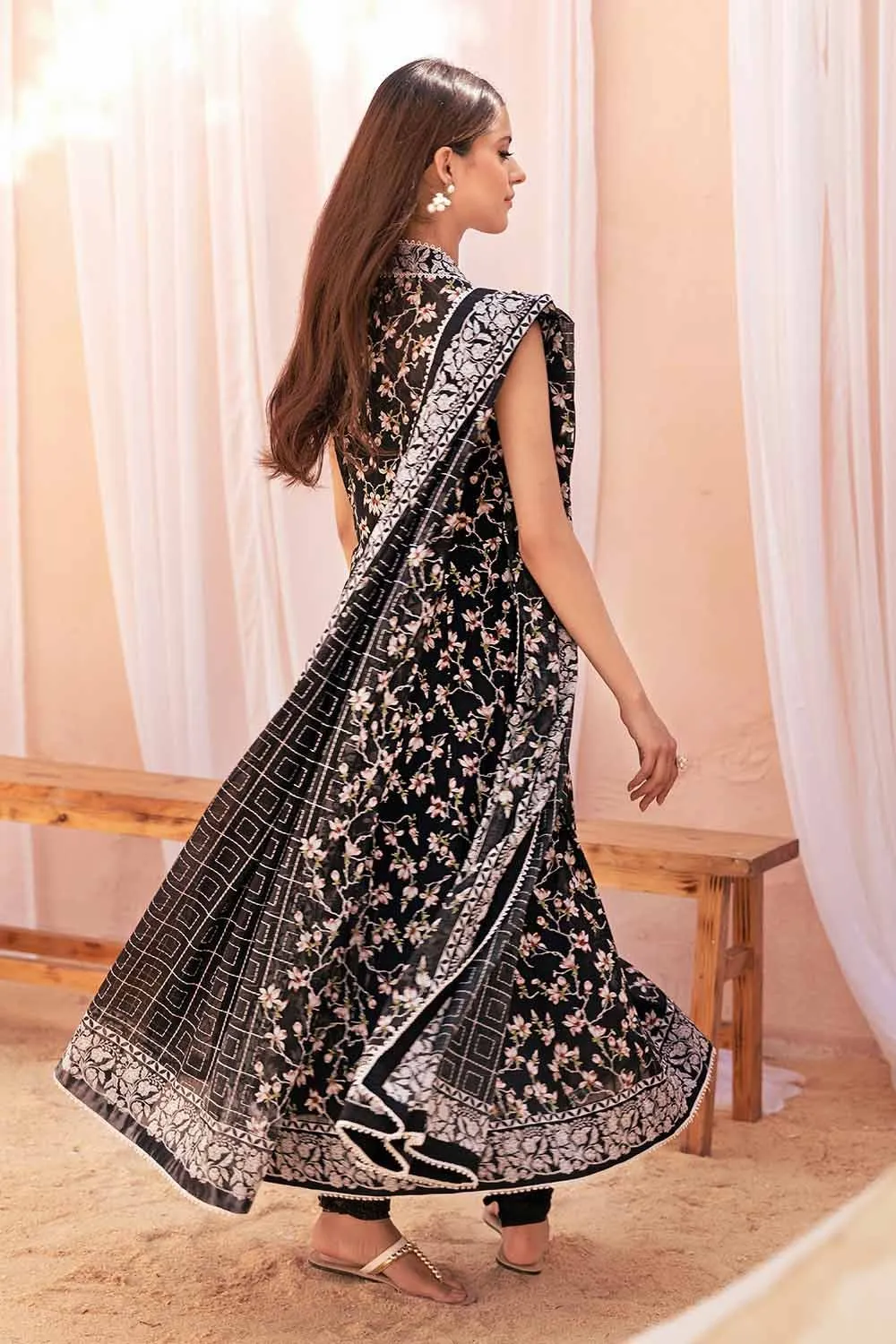 Gul Ahmed Monochrome Black & White – 3PC Unstitched Printed Lawn Suit B-32037