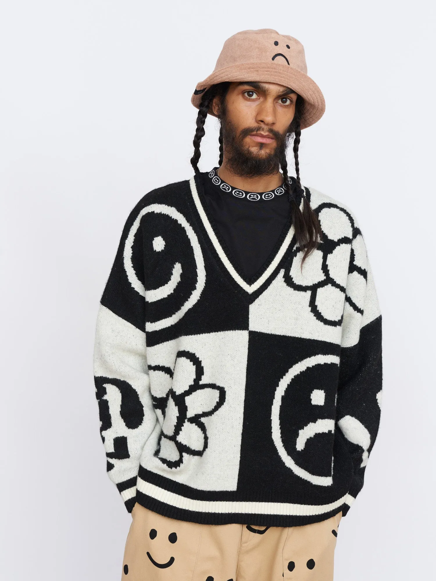 Happy Sad Flower Knit Jumper