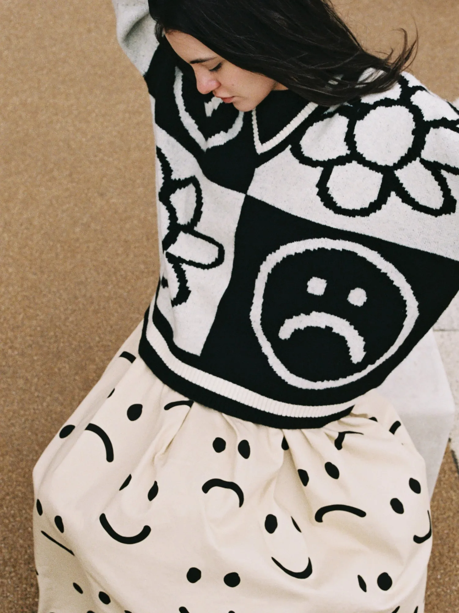 Happy Sad Flower Knit Jumper