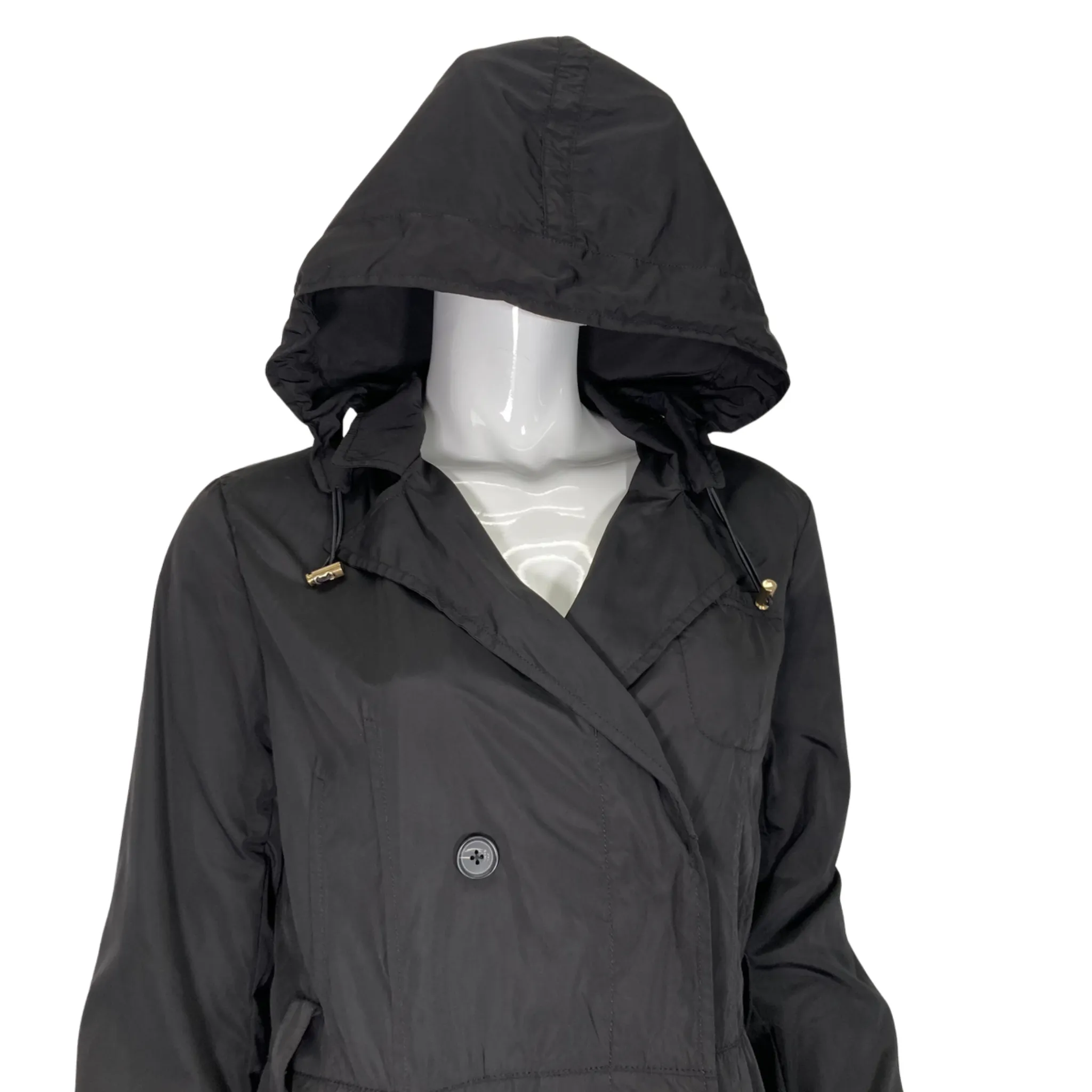 Henri Bendel Black Sleek Trench Raincoat