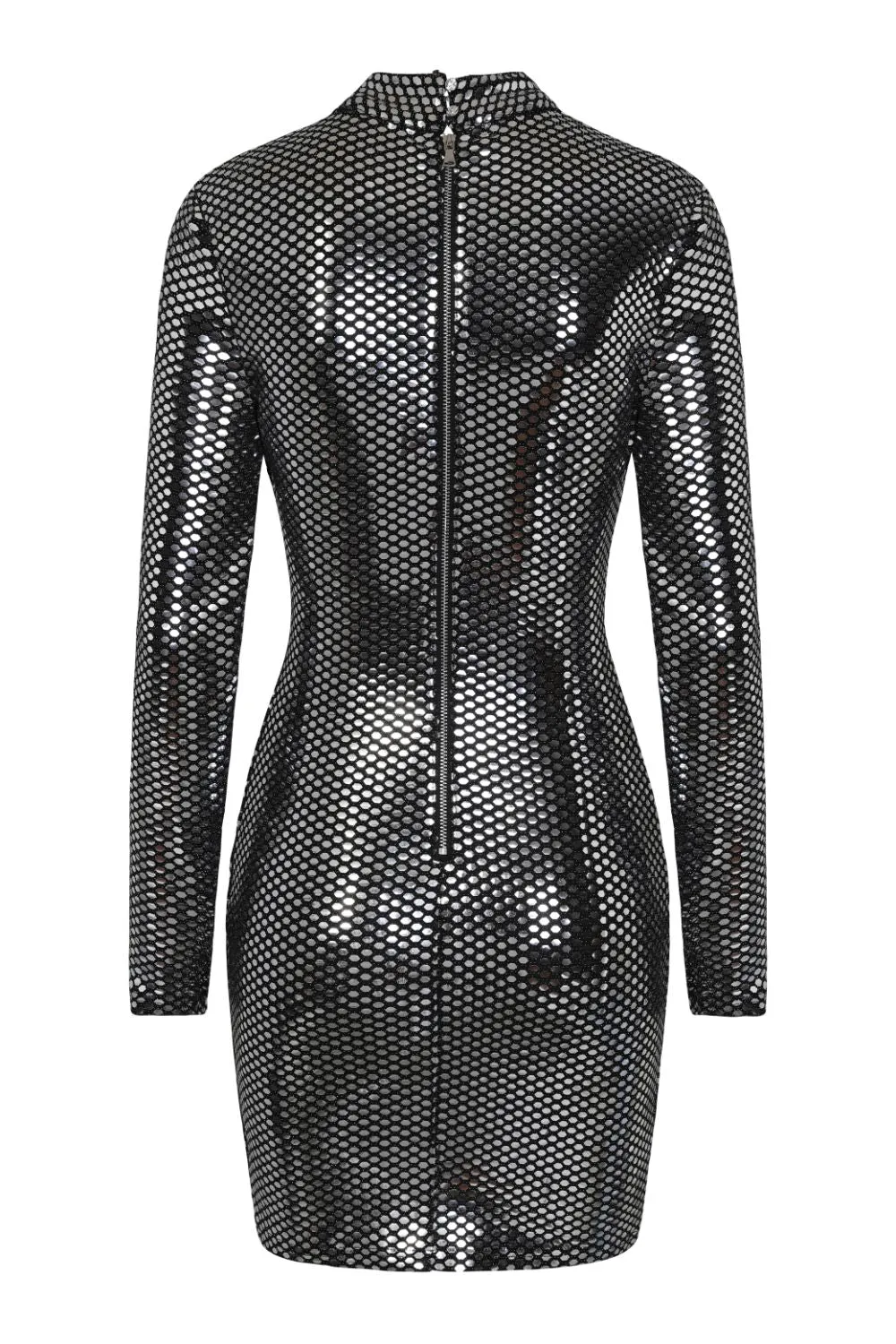 Hypnotised Silver Metallic Mirrored Sequin Bodycon Dress