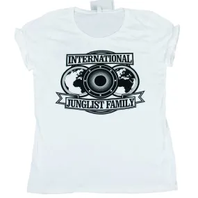 International Junglist Familly Roll Sleeve White T-Shirt