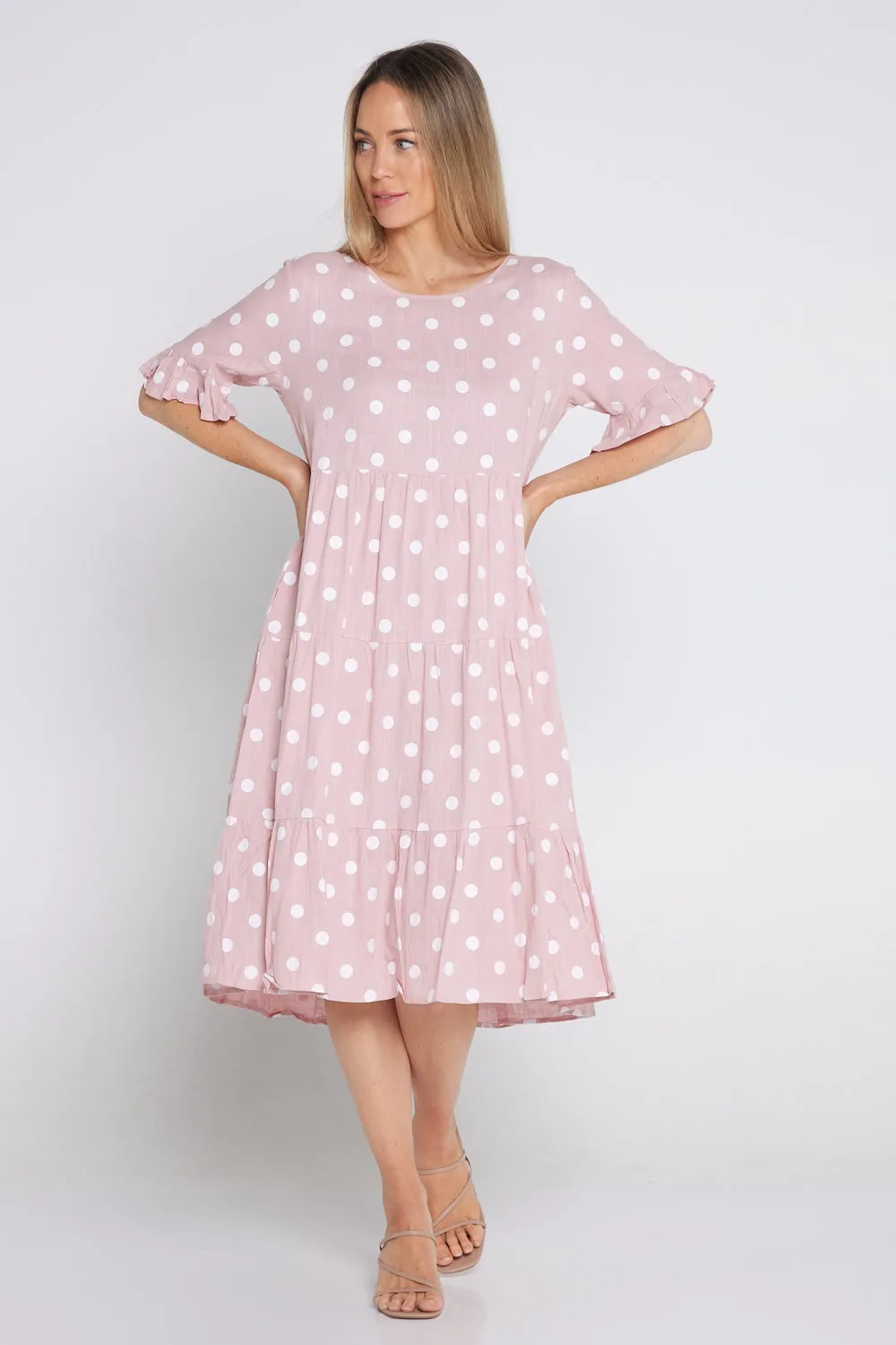 Jackson Linen Dress - Pink Spot