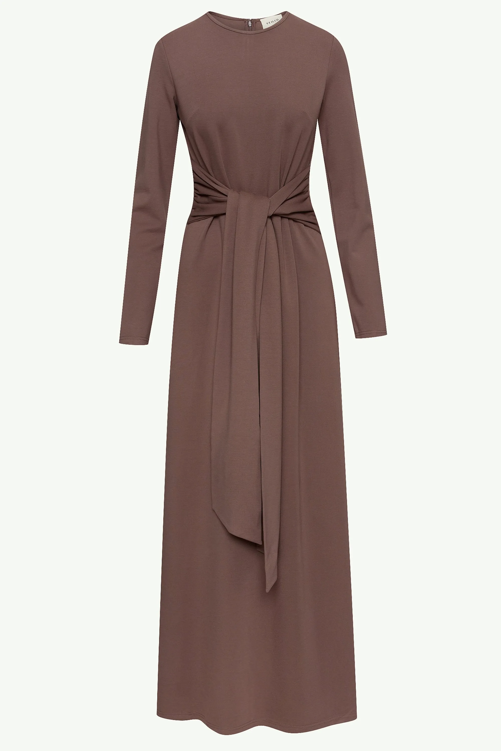 Jersey Tie Front Maxi Dress - Dark Taupe