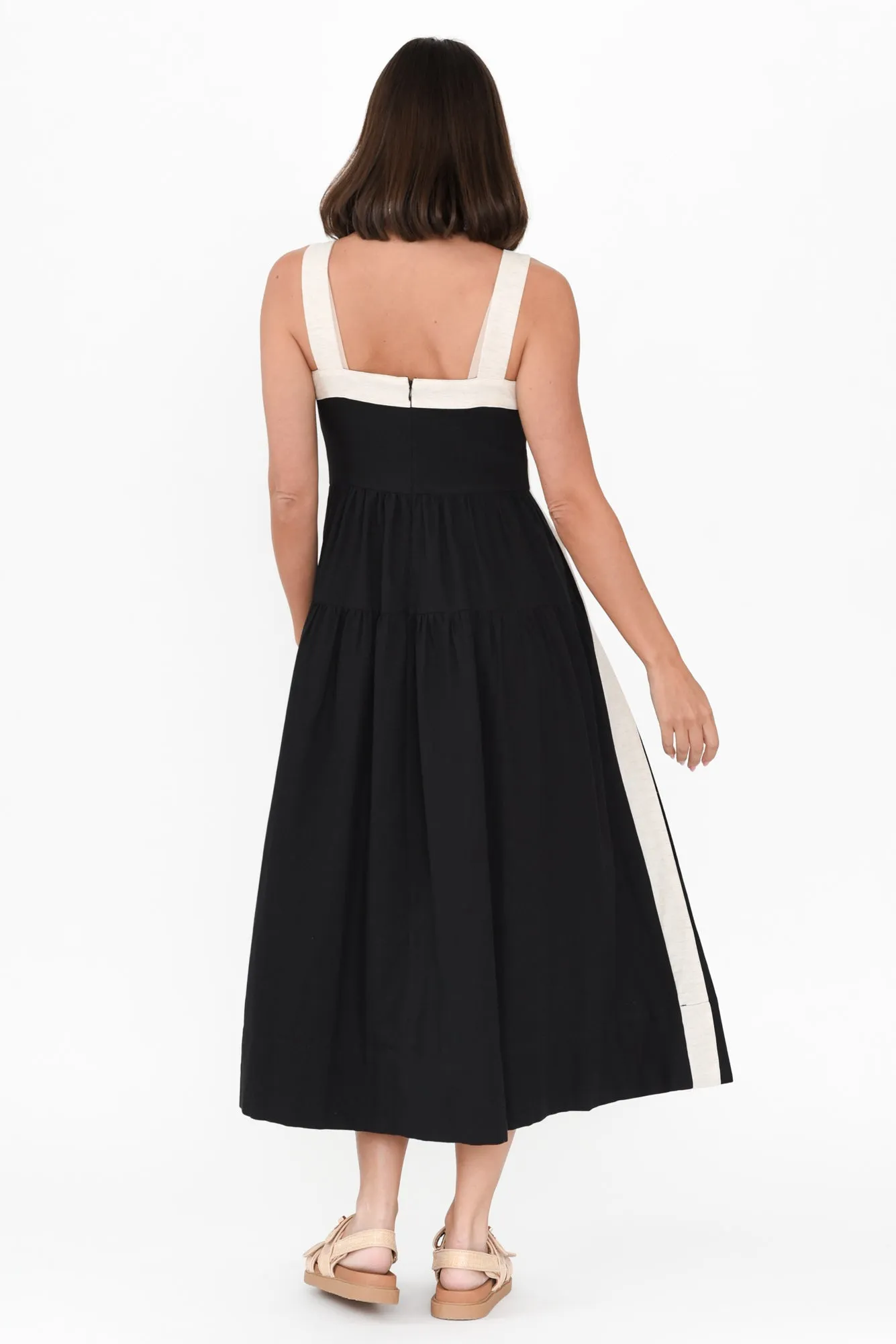 Jolie Black Trim Cotton Blend Dress