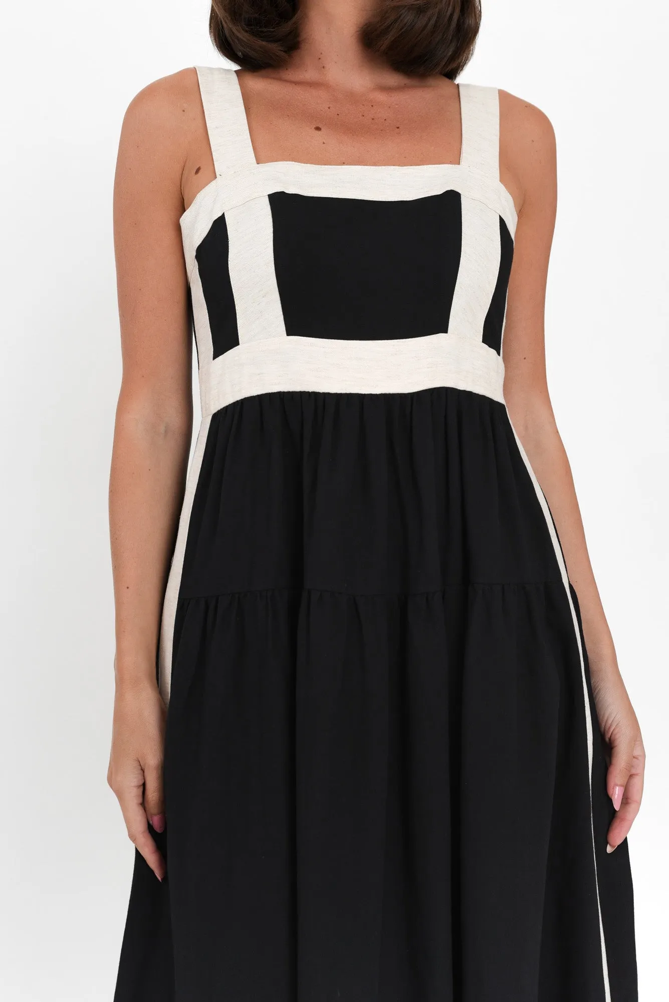 Jolie Black Trim Cotton Blend Dress