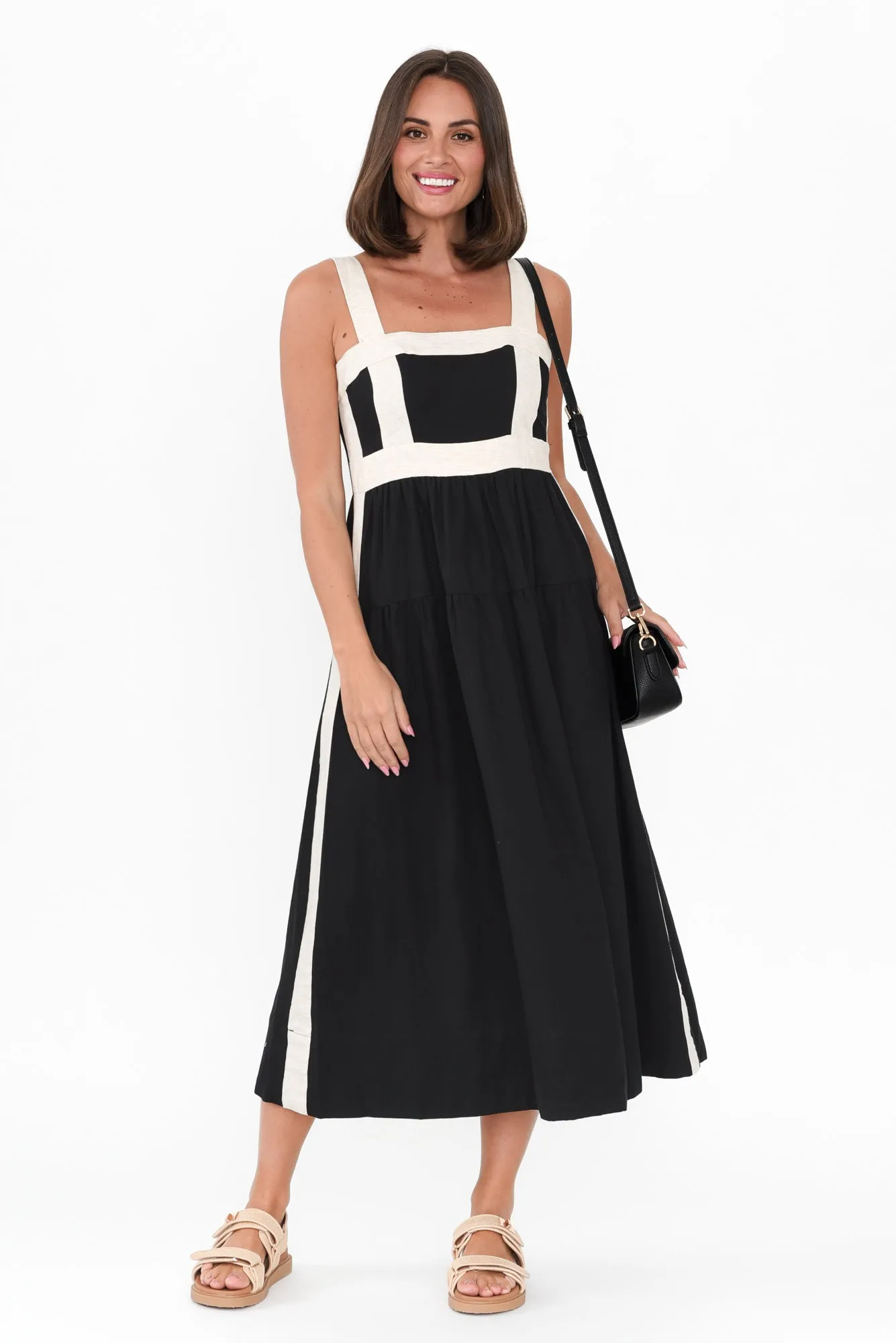 Jolie Black Trim Cotton Blend Dress