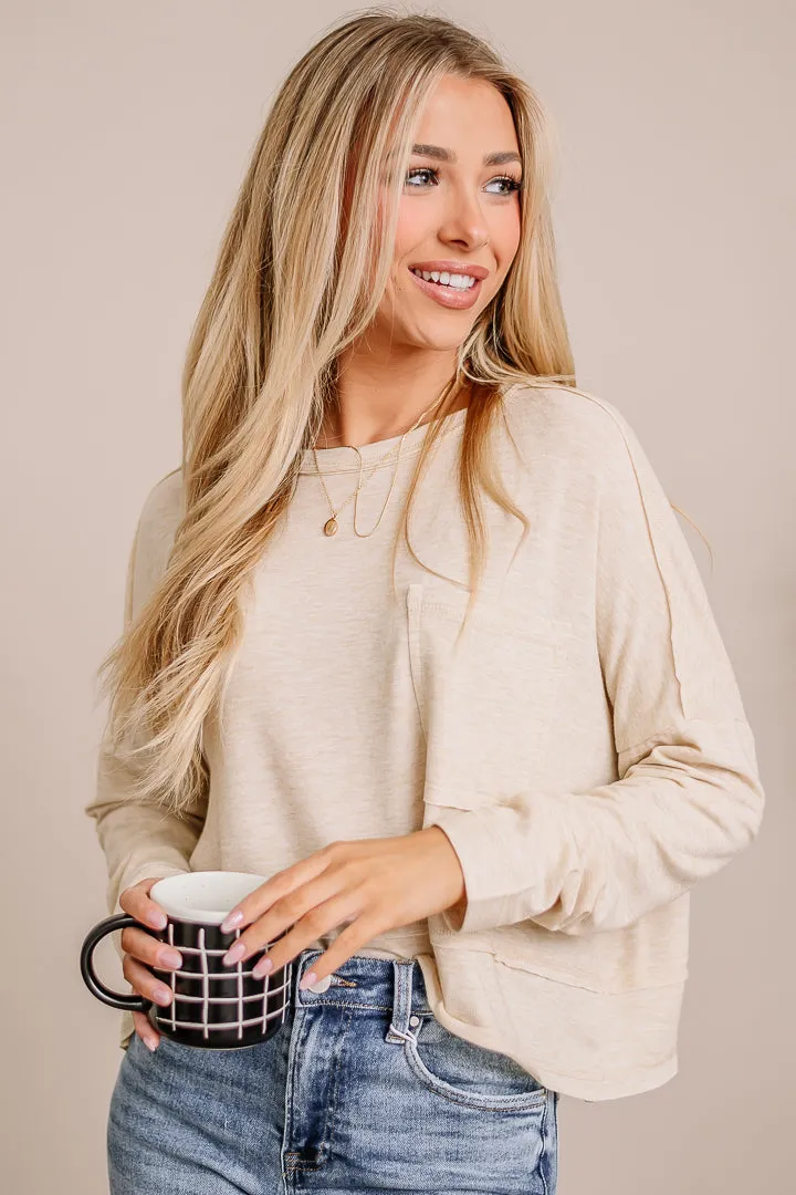 Keep The Basic's Cropped Pocket Top | Oatmeal