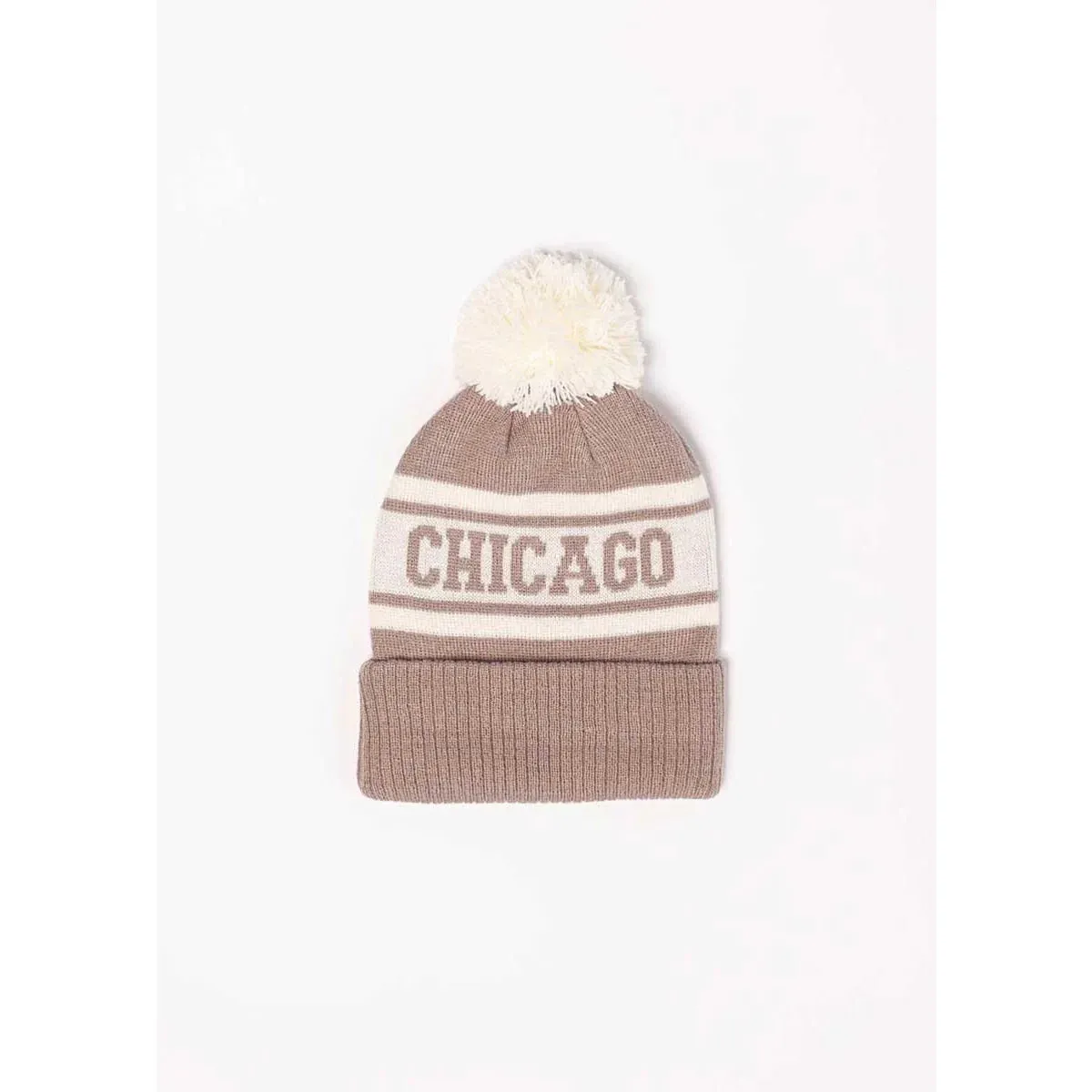 Kids Neutral Chicago Pom Beanie