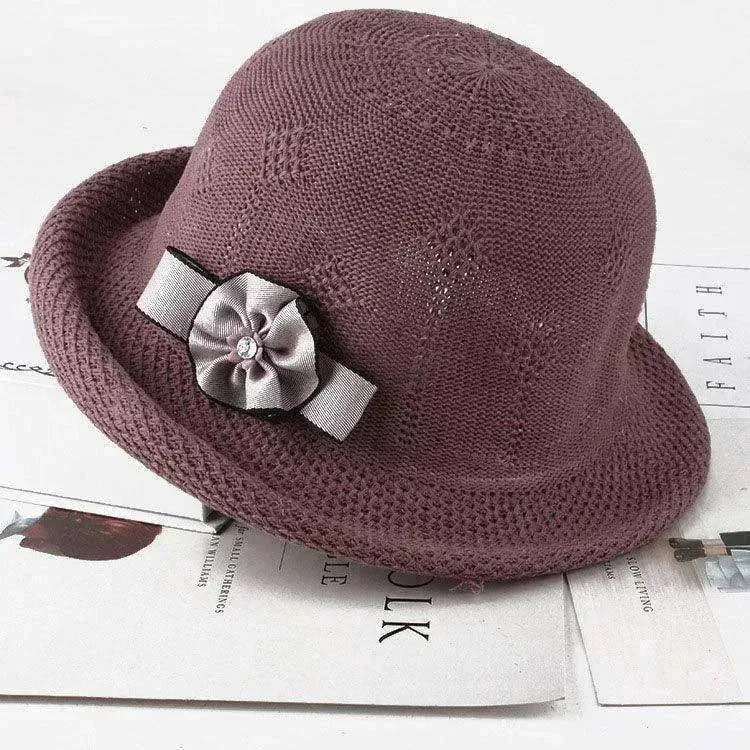 Korean Style Flower Knit Sun Hats for Women