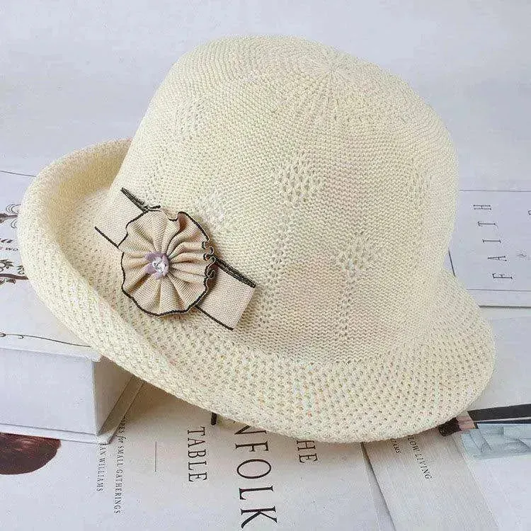 Korean Style Flower Knit Sun Hats for Women