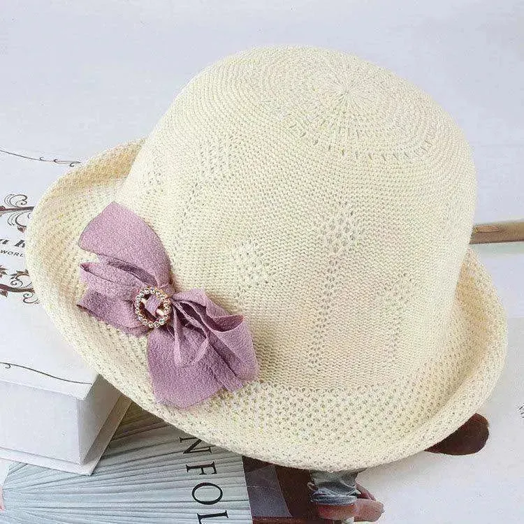 Korean Style Flower Knit Sun Hats for Women