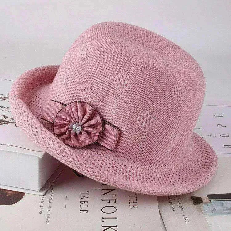 Korean Style Flower Knit Sun Hats for Women