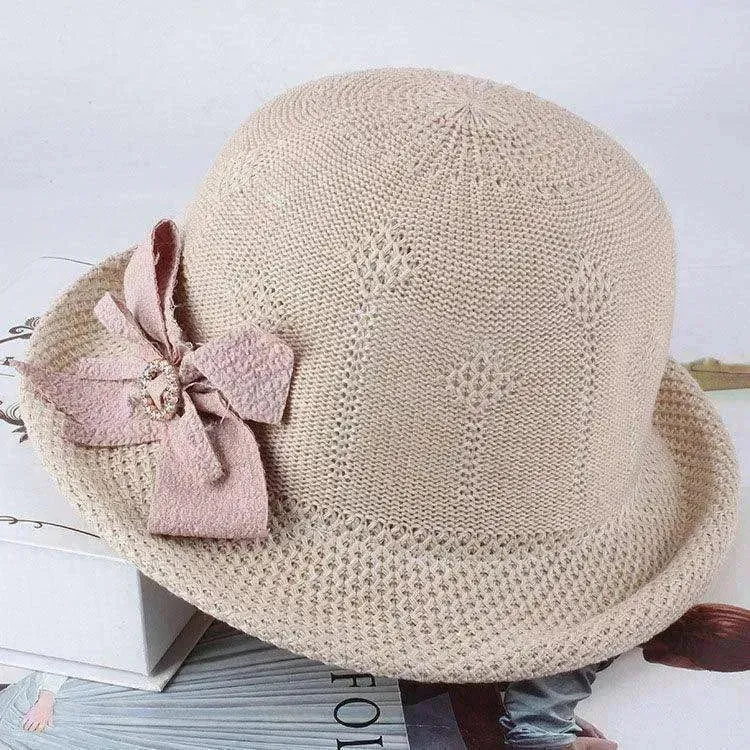 Korean Style Flower Knit Sun Hats for Women