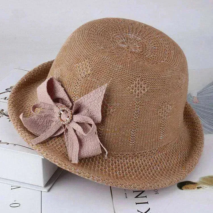 Korean Style Flower Knit Sun Hats for Women