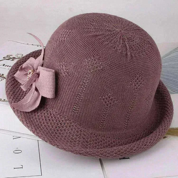 Korean Style Flower Knit Sun Hats for Women