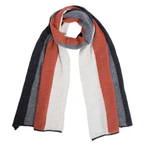 Lambswool Block Stripe Scarf - Burnt Orange