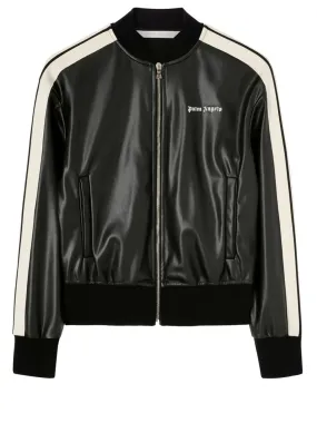 Leather Effect Track Bomber Jacket