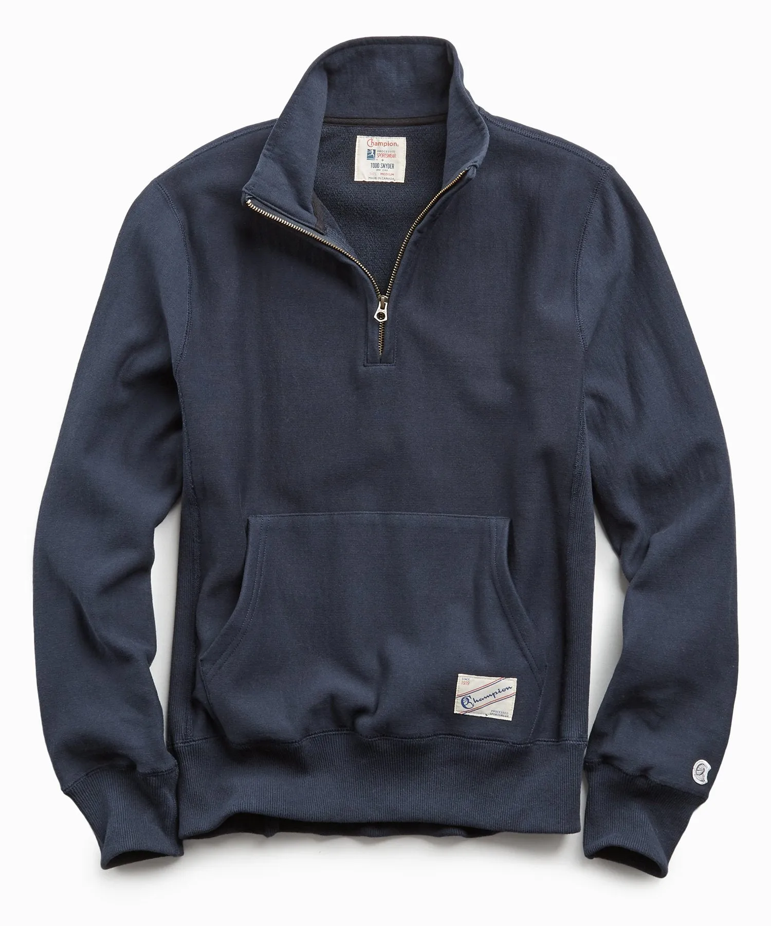 Lightweight Quarter Zip Reverse Weave Sweatshirt in Navy