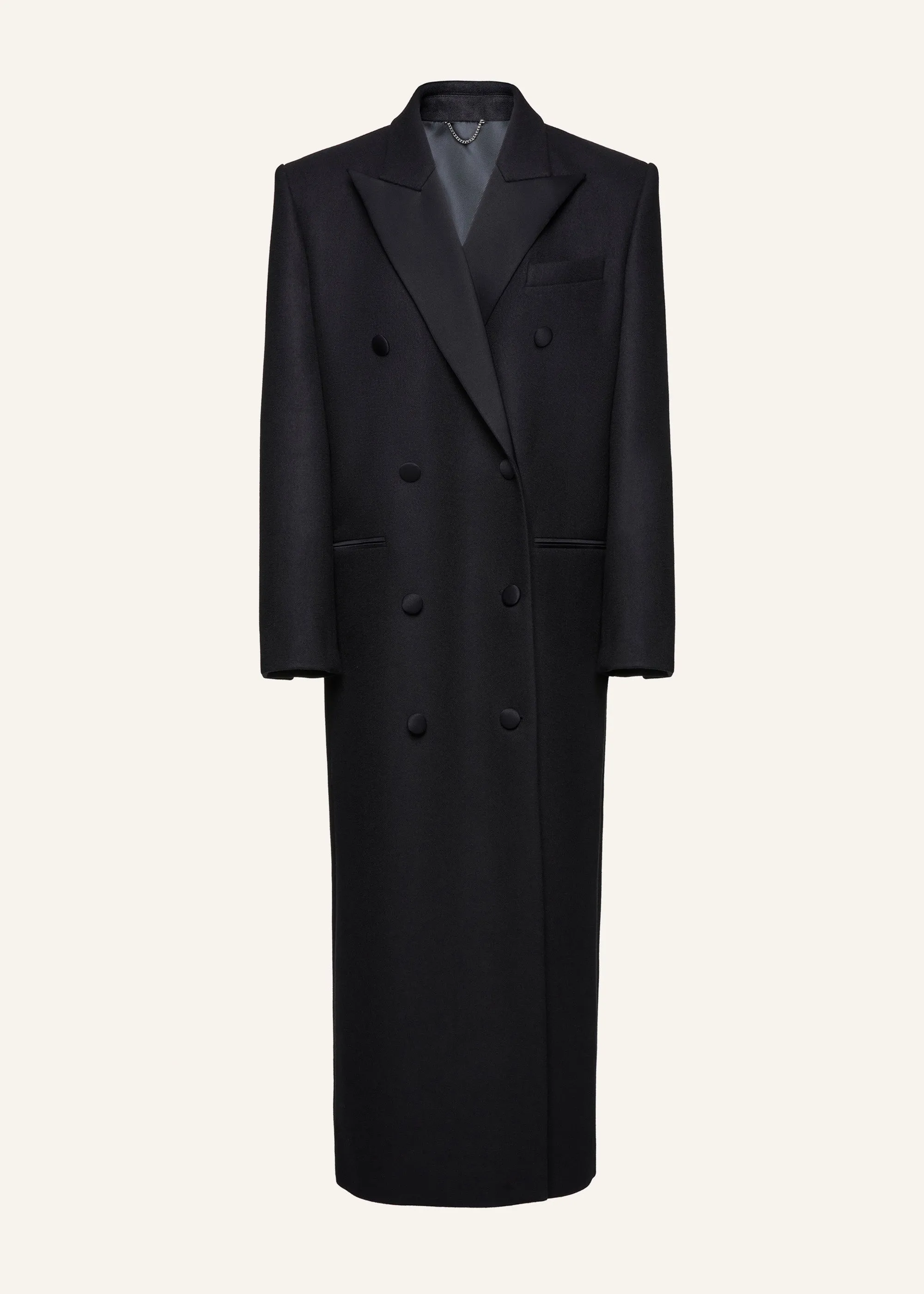 Long classic wool coat in black