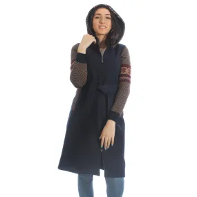 Long coat with removable hoodie/ navy -5902