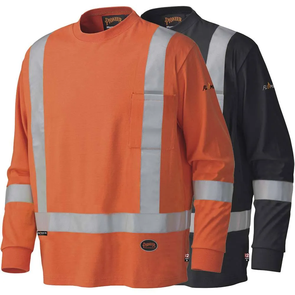 Long-Sleeved Shirt - Pioneer Hi-Viz Flame Resistant Cotton Safety Shirt, 339SFA / 340SFA