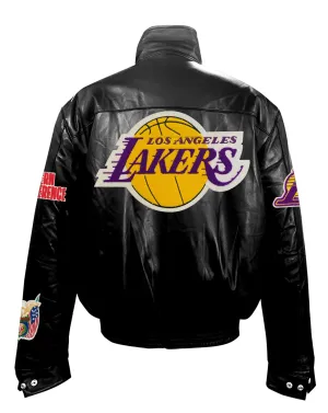 LOS ANGELES LAKERS FULL LEATHER PUFFER JACKET Black