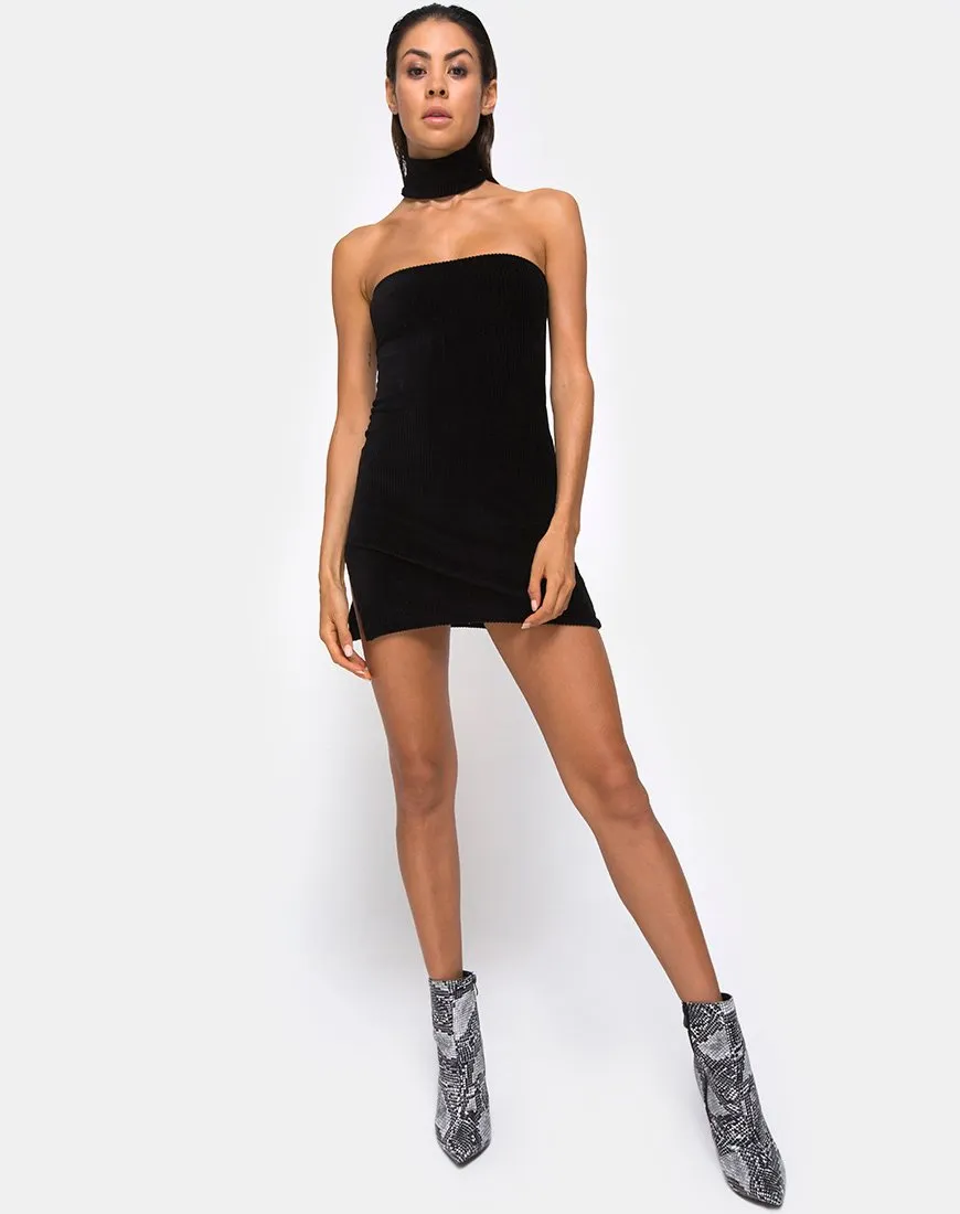 Luste Bodycon Dress in Rib Black