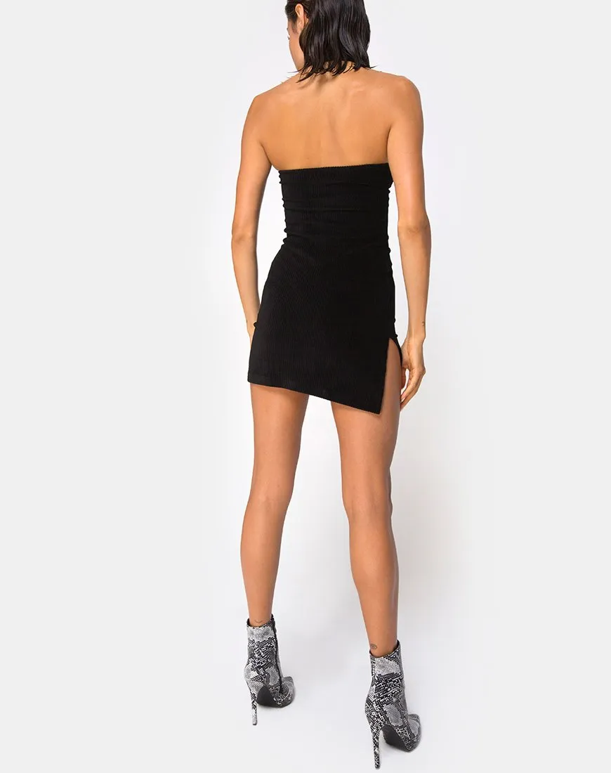 Luste Bodycon Dress in Rib Black