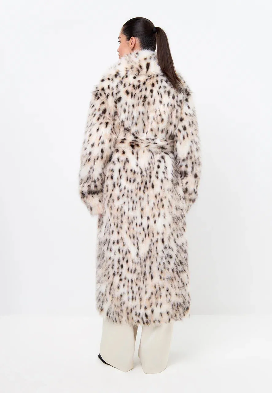 Luxe Spotted Faux Long Coat